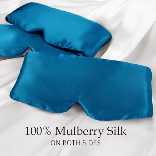 Zenssia 100% Mulberry Silk Sleep Eye Mask for Men and Women, Peacock Blue - color: Peacock Blue