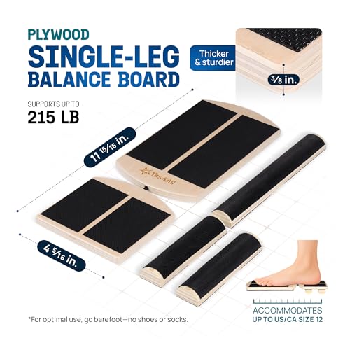 Yes4All 350LBS Professional Wooden Balance Board for Leg Workout, Anti-Slip Rocker Board, Wobble Board for Standing Desk - color: Natural Wood