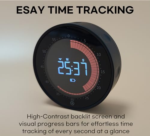 Visual Digital Timer - 60 Min Countdown & Count Up, Large LED Screen with Red Visual Disc, Magnetic Silent Timer for Kids, Seniors, Classroom, Kitchen Cooking, ADHD & Autism Productivity Tool