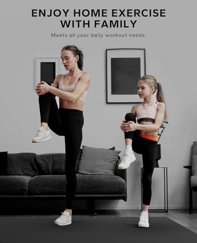 HAPBEAR Large Exercise Mat-6'x4'/7'x5'/6'x8'/6'x9'/6'x10'/6'x12'x 1/3"(8mm) - color: Black-high Density 12'×6'×⅓"