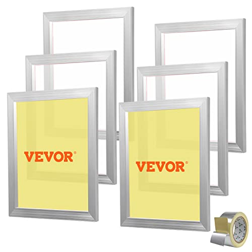 VEVOR 6 Pieces Aluminum, 16x20inch Silk Screen Frame with 110 Count High Tension Nylon Mesh and Sealing Tape for T-Shirts DIY Printing, Silver - size: 16x20inch, style: 6 Pieces