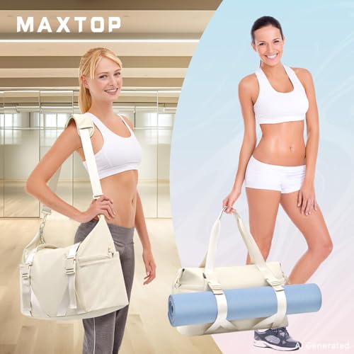 MAXTOP Women's Yoga Bag with Shoe Pouch,Travel Bag for Gym Workout Daily - color: Beige