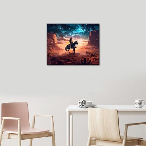 TUMOVO Paint by Numbers for Adults, Western Cowboy Adult Paint by Number Kits on Canvas, Cowboy DIY Painting Kit on Canvas, Cow Boy Painting by Number Arts Home Decor with Frame, 16 X20 Inch - color: Cowboy-Frame