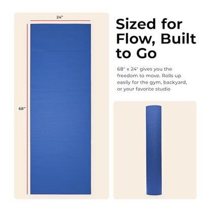 Sunny Health & Fitness Exercise Yoga Mats - Non-Slip Support for Home & Gym - color: Classic Blue