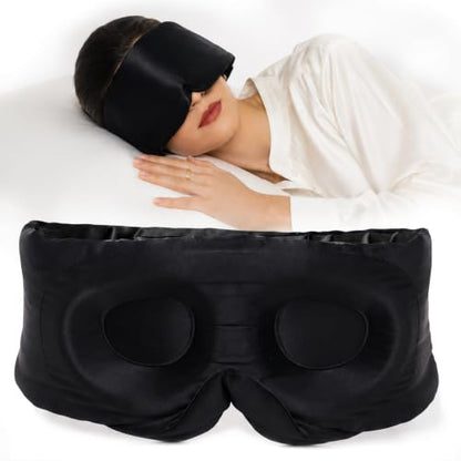 SilkSilky 22 Momme Mulberry Silk Sleep Mask for Side Sleepers, Black - color: Black