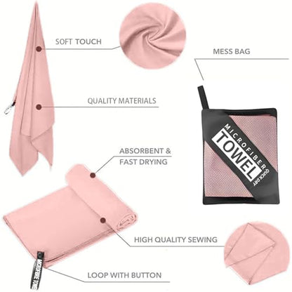 Quick-Dry Microfiber Towel 16"x32" – Ultra Soft, Super Absorbent, Lightweight & Compact Travel Towel for Gym, Yoga, Camping, Hiking, Beach & Sports