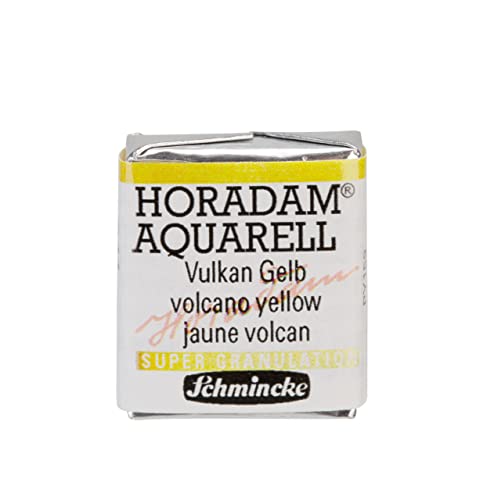 Schmincke - HORADAM® AQUARELL, Super Granulation, 14 911 044 Volcano Yellow, 1/2 pans, very strong granulating colors, finest super granulating watercolors - color: 911 volcano yellow