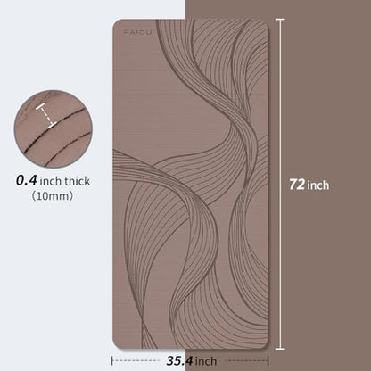 PAIDU Large Yoga Mat 72"x36"x10mm Non-Slip Exercise Mat for Home Gym Studio - color: Brown