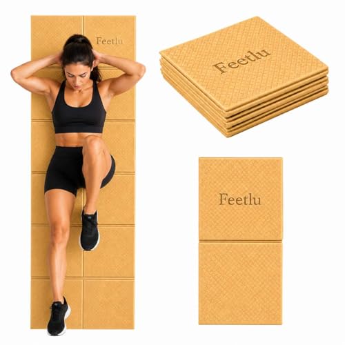 Foldable Yoga Mat, 6mm Thick, 72L x 24W Inch, Lightweight, Anti-Slip, and Easy to Store – Perfect for Travel, Yoga, Pilates, Home Workouts, and Floor Exercises - color: Yellow