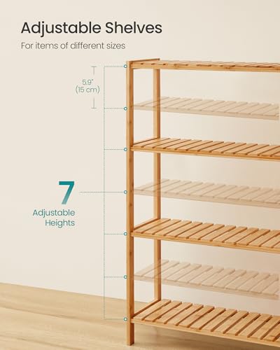 SONGMICS 4-Tier Bamboo Shelf, Freestanding Bathroom Storage Rack - color: Light Bamboo, size: 4 Tiers (10.2"D x 23.6"W x 39.4"H)