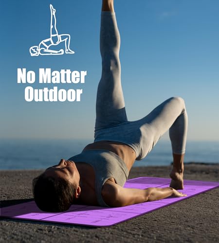 Foldable Instructional Yoga Mat with Poses Printed On It (Purple)