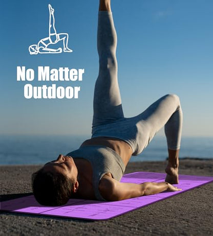 Foldable Instructional Yoga Mat with Poses Printed On It (Purple)