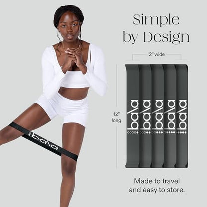 Bala Bands Resistance Bands, Elastic Booty Bands for Home Workouts, 5 Pack - color: Charcoal