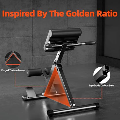 Roman Chair Hyperextension Bench – Adjustable Back Extension Machine for Glutes, Hamstrings & Lower Back – Foldable Multi-Purpose Workout Equipment for Home Gym - size: Medium(Big Pad)