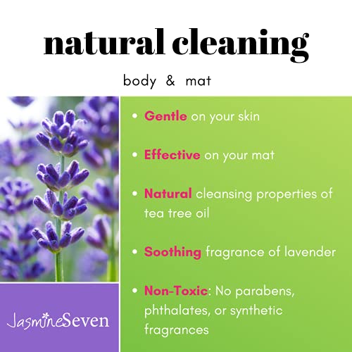 Yoga Wipes for Body and Mat - Natural Lavender and Tea Tree - 45 Wipes in Resealable Canister - by Jasmine Seven