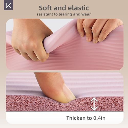 KEEP Extra Thick NBR Yoga Mat for Women & Men, 10mm Thick, 72”x32” Large Exercise Mat with Non-Slip Workout Mat for Yoga, Pilates, Stretching, Meditation – Wide & Cushioned Fitness Mat - color: Sakura pink