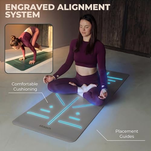 STAASH Premium Yoga Set – PU & Natural Rubber Mat + Towel + Strap + Knee Pad – Non-Slip Grip, Eco-Friendly, Studio Quality - color: Dark Grey