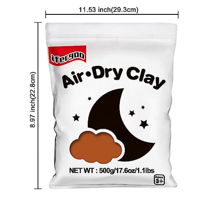 ifergoo 500g Brown Air Dry Clay, 1.1LBS DIY Creative Modeling Clay for Kids | Refill Foam Magic Clay for School Art & Craft Project, Slime Supplies, Ultra-light & Soft, Gift for Age 3-12 Boys & Girls - color: Brown/500g