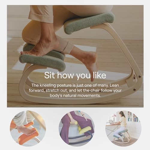 Varier Ergonomic Kneeling Chair, Rocking Knee Stool for Home Office Desk - color: Natural/Grey