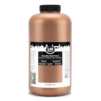 Metallic Wall Paint 67.62 fl oz - Bronze - Stunning Metallic Shine for Stylish Interiors, Easy to Apply, Water-Based, Perfect for Creative Wall Designs & DIY Projects - color: Bronze