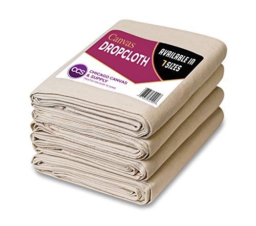 CCS Canvas Drop Cloth for Painting – All Purpose Cotton Duck Cloth Tarp for Curtains, Tablecloths, Backdrops – Washable & Reusable Floor Cover & Dust Sheet for Furniture (12-Pc, 4x12 Ft) - size: 4 by 12 Feet (Set of 12)