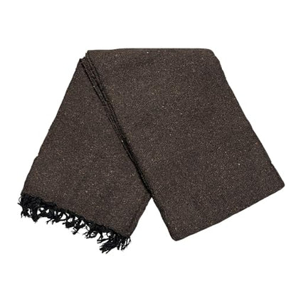 Open Road Goods Solid Color Mexican Yoga Blanket – Large Handwoven Throw for Yoga, Beach, Camping or Home – Soft and Durable Cotton Blend - color: Dark Brown