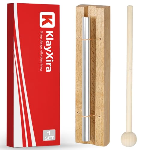 7 Inch Meditation Chime Bell, Classroom Chime Instrument, Mindfulness Classroom Bell for Teachers, Hand Chimes with Mallet Storage Bag for Yoga Prayer Silver