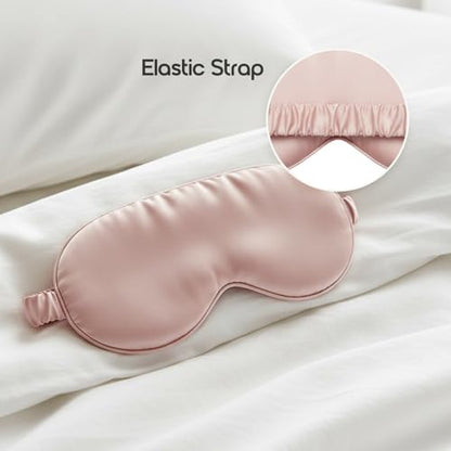 Silk Eye Mask for Sleeping 100% Mulberry Silk Women Men Blindfold,3D Luxury Travel Smooth Elastic Strap Eye Masks Breathable Cooling Soft Night Sleep Work Eyeshade Cover,Pink - color: Pink