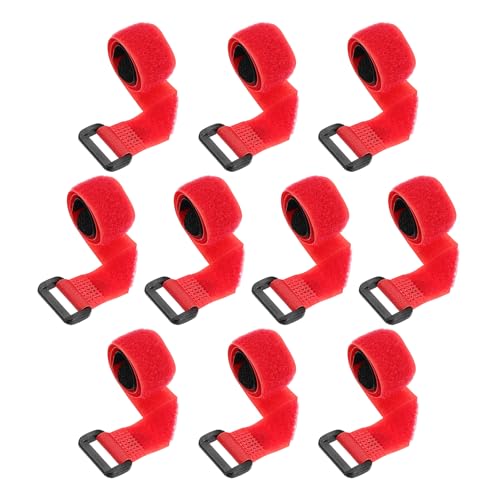 PATIKIL 0.8"x12" Reusable Cinch Straps, 10Pcs Adjustable Nylon Multipurpose Hook and Loop Cable Securing Straps with Plastic Buckle for Organizer Storage Cables Cords Ropes, Red - color: Red, size: 0.8" x 12"