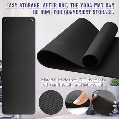 Briwooody Yoga Mat Wall Mount with Holes - color: Black, size: 72"x24"x2/5''