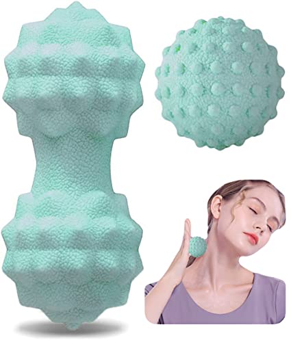Massage Ball Set, Peanut Massage Ball Double Lacrosse Massage Roller Balls, Acupoint Myofascial Release Muscle Knot Ball, Deep Tissue Trigger Point Therapy Massage Tool for Back Neck Shoulder (Green) - color: Green