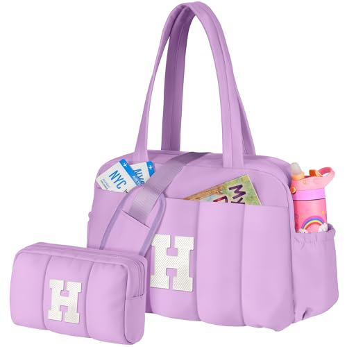 Gift Idea for Women-Initial Gym Duffle Bag, Carry On Bag for Women - color: Purple, style: H