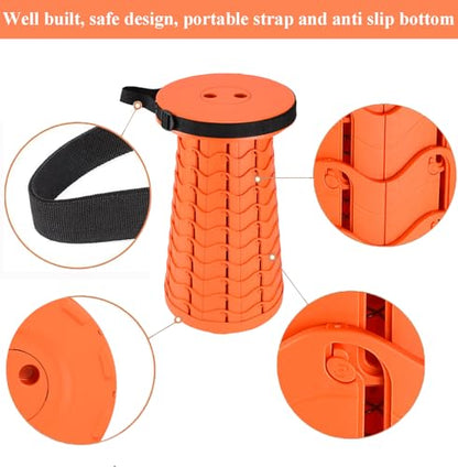 Fishboy Collapsible Stool for Adults, Portable Folding Camping Seat, 400lbs - color: All Orange