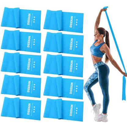 DEEKIN 10 Pcs Resistance Bands Professional Exercise Elastic Bands Latex-Free Yoga Starter Set for Pilates, Physical Therapy, Strength Training, Yoga, Working Out for Women Home Gym - color: Blue, style: 20 Lbs