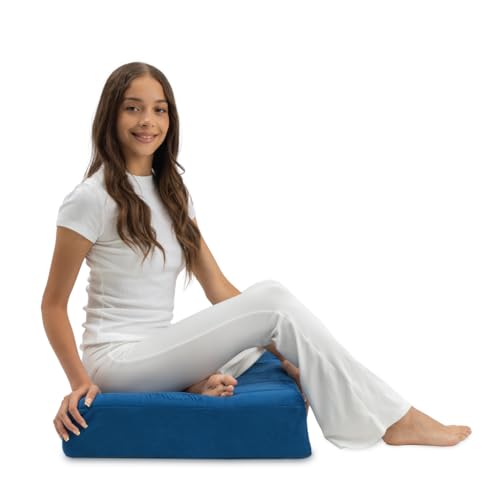 Milliard Memory Foam Floor Pillow, 22" Decorative Square Floor Cushion with Soft Washable Velour Ribbed Cover (Navy) - color: Blue