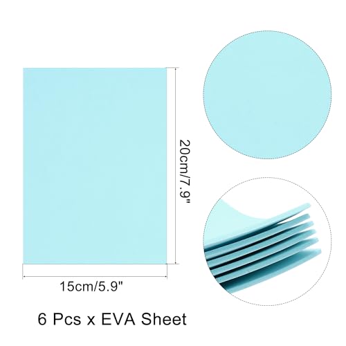 uxcell Light Blue EVA Foam Sheets, 7.9x5.9in 2mm Thick Handicraft Foam Paper for DIY Craft Projects Art Card Party Decoration, 6 Pcs - color: Light Blue