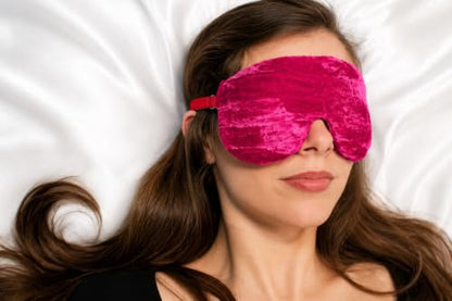 Handmade Opulence Yoga Eye Pillow - Weighted Flaxseed Fill, Lavender Aromatherapy, Satin & Velvet, Adjustable Strap - Ideal for Meditation & Restful Sleep - Hot Pink - TEMFL-HP - color: Hot Pink