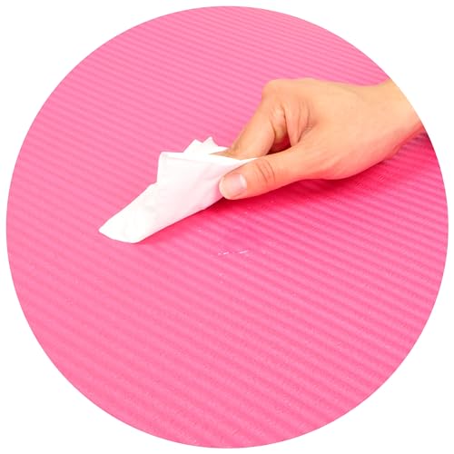 Fitvids 1-Inch Extra Thick High Density Anti-Tear Exercise Yoga Mat with Carrying Strap, Pink | Extra Thick Anti-Tear Non-Slip Design with Carrying Strap for Exercise, Fitness & Home Gym Workouts