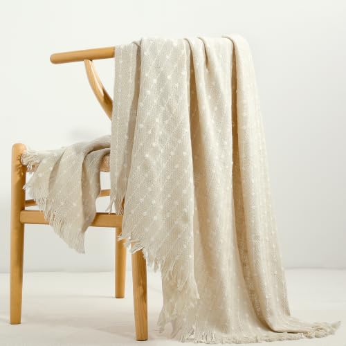 BOURINA Faux Cashmere Throw Blanket, Soft Sofa Blanket, Beige 50x60 inch - color: Beige
