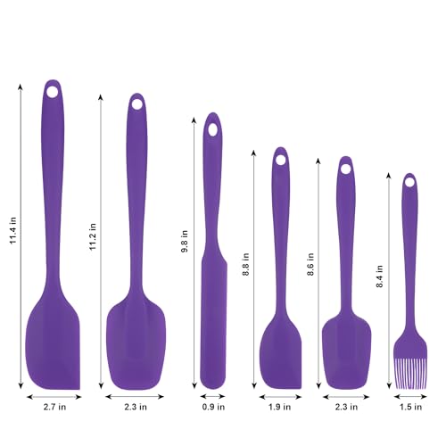 Silicone Spatulas Set, Rubber Spoon Spatula Heat Resistant Spoonula One Piece Design Seamless Spatula Non-Stick Scrapers Baking Mixing Tool (Purple) - color: Purple