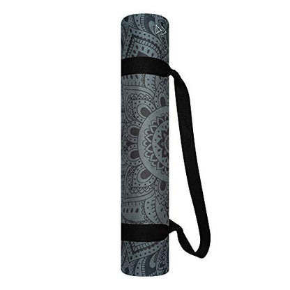YOGA DESIGN LAB | The Combo Yoga Mat | 2-in-1 Mat+Towel | Eco Luxury | Ideal for Hot Yoga, Power, Bikram, Ashtanga, Sweat | Studio Quality | Includes Carrying Strap! - color: Mandala Black, size: 5.5mm