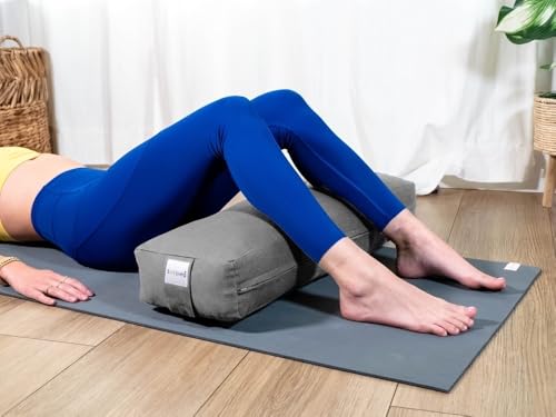 Pranayama Yoga Bolster Meditation Pillow - color: Grey, size: Rectangular 26" x 8" x 5"