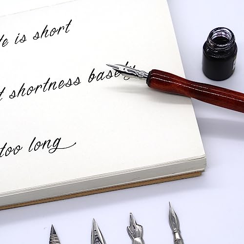5Pcs Dip Pen Holder, Wood Comic Nib Holder, 5.91in Wooden Pen Nib Holder Wood Cartoon Comic Pen Nib Holder Comfortable Grip for Calligraphy Writing Signing, Cartooning Sketching - color: Red Wood Color