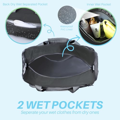Pickleball Bag with Shoes Compartment & Wet Pocket for Men Women - color: Dark Grey