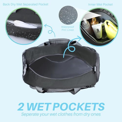 Pickleball Bag with Shoes Compartment & Wet Pocket for Men Women - color: Dark Grey
