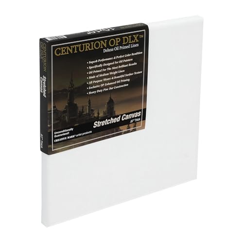 Centurion Deluxe Professional Oil Primed Linen Stretched Canvas, 11oz Linen, 6x6 - Box of 6, 0.67" Deep Canvases, Kiln-Dried Stretchers, Back Stapled, Premium Medium Weight Canvas for Oil Paintings - size: 6"x6"