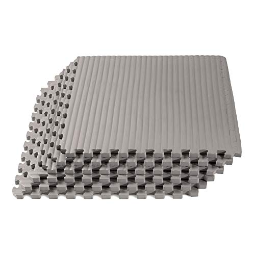 We Sell Mats 3/4 Inch Thick Martial Arts EVA Foam Exercise Mat, Tatami Pattern, Interlocking Floor Tiles for Home Gym, MMA, Anti-Fatigue Mats, 24 in x 24 in - color: Light Gray, style: 48 Square Feet (12 Tiles)