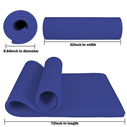 Hatha Yoga 4/5 inch TPE Yoga Mat Fitness & Exercise Mats Large Size 72"L x 32"W Non-Slip Anti-Tear For Women Men - color: Blue
