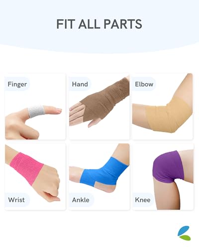 FriCARE Self Adhesive Bandage Wrap, Medical Tape in First Aid Kit | Elastic Cohesive Bandages for Sports/Vet/Wrist Ankle Wounds, 2 Inches X 5 Yards, Latex-free 6 Rolls, Urban Pop - color: Urban Pop