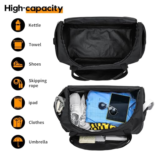 Uarition Gym Bag for Men & Women - 50L Large Duffle Bag for Travel, Black - color: Black